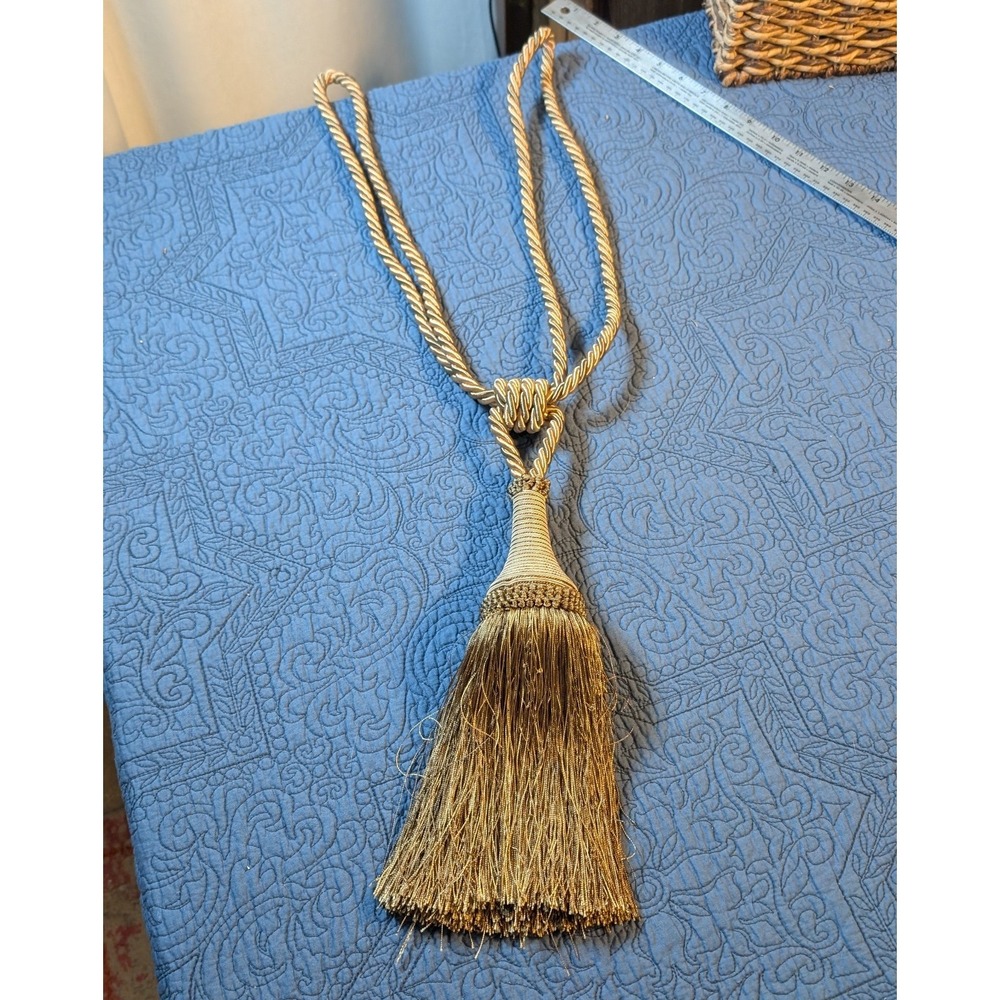 Large‎ Decorative Curtain Tassel Tieback Gold Rope Fringe Drapery Holdback 29 In